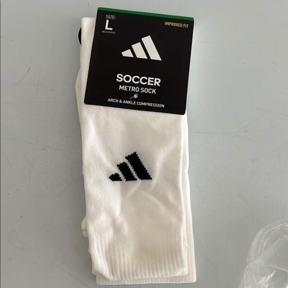NWT Adidas White Soccer Metro Sock L